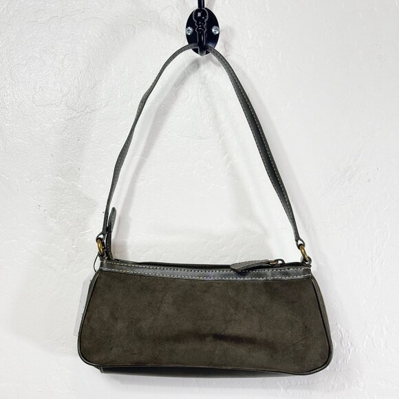 Nine West Y2K Mini Shoulder Bag Green Suede Leather Accent NWT - Picture 2 of 13